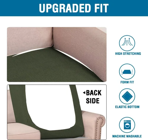 Vista 406 de H.VERSAILTEX Fundas de Cojín de Asiento Individuales Super Elásticas Fundas de Sofá Fundas de Cojín de Sofá Fundas Deslizables Juegos Tela de Sarga