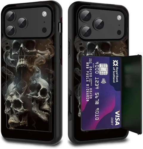 Vista 60 de Funda para tarjetas de crédito, doble capa híbrida a prueba de golpes, protección contra caídas con función atril para iPhone 17 de 6.3 pulgadas