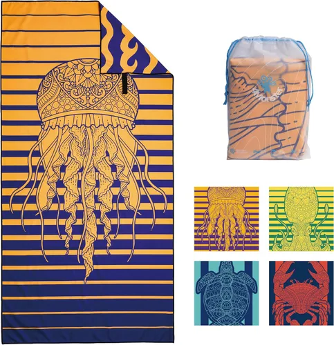 Vista 8 de 4Monster Toalla de playa de microfibra de secado rápido, toalla de viaje ligera súper absorbente para nadadores, toalla de camping sin arena 14
