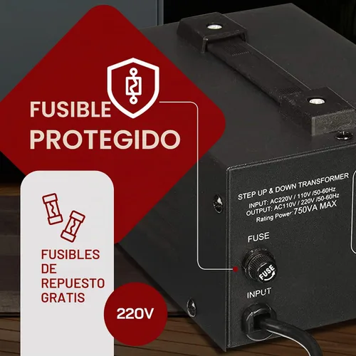 Vista 7 de LiteFuze 750 W Transformador convertidor de voltaje Step Up/Down - 110 V a 220 V / 220 V a 110 V Convertidor de potencia - Cable completamente