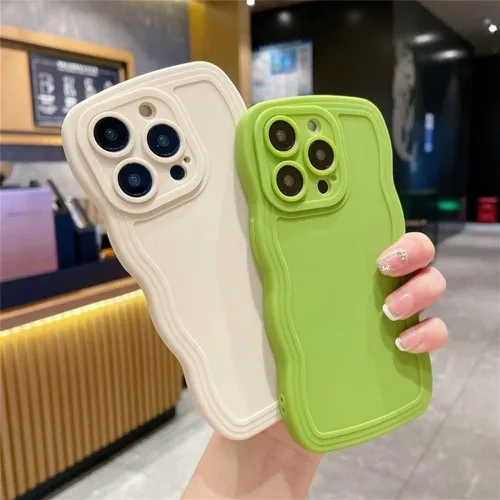 Vista 4 de Funda para iPhone 13 Mini, iPhone 13 Mini, forma de marco de onda rizada, a prueba de golpes, funda protectora de silicona suave para iPhone 13 Negro