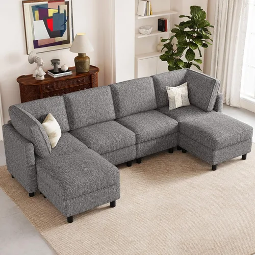 Vista 12 de Belffin - Sofá cama modular de 110.2 pulgadas, 12 asientos, color beige