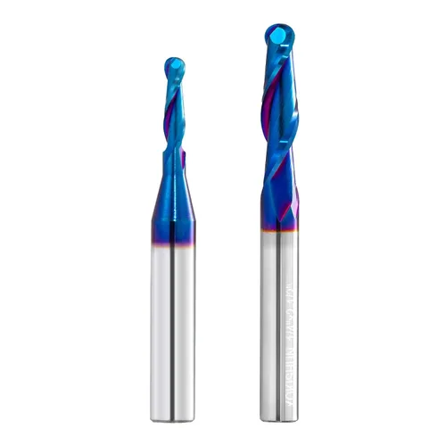 Vista 12 de Brocas de fresadora CNC de vástago de 1/4 pulgadas de carburo con punta de bola con revestimiento nano azul para fresado lateral, fresado