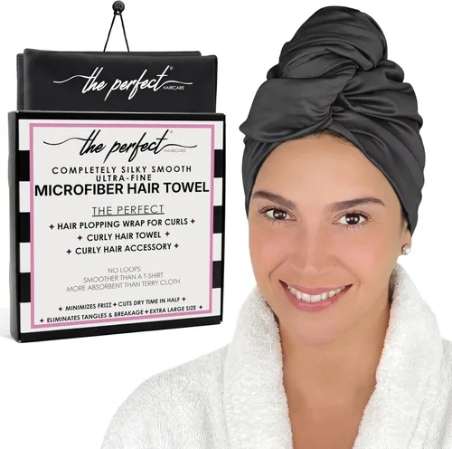 Vista 14 de Envoltorio de toalla de microfibra para el cabello para mujeres - Regalo y viaje - Suave como la seda - Cabello rizado, ondulado, liso para chicas