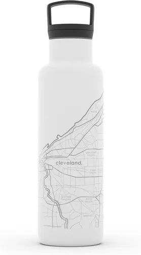 Vista 59 de Well Told Botella de agua aislada con mapa de Washington DC grabado, botella de acero inoxidable grabada (21 onzas, blanco) botella aislada de mapa