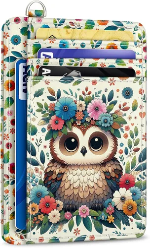 Vista 30 de Yonlevres Cartera delgada para tarjetas de crédito, cartera RFID para mujer, bolsillo frontal, soporte para tarjetas pequeñas, estuche para tarjetas