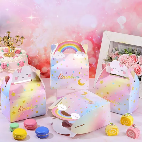 Vista 2 de Leinuosen Cajas de regalo de nube arcoíris – Bonitas cajas de recuerdo de fiesta, golosinas de dulces, cajas de regalo para niñas, niños y niños