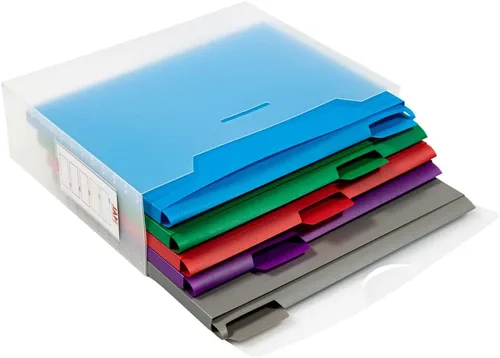 Vista 3 de Caja de almacenamiento JAM PAPER con archivos de colores - 12.5 x 9.5 x 3.5 pulgadas - Caja vendida individualmente y 5 archivos
