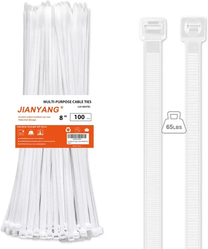 Vista 9 de Bridas de cremallera de 8 pulgadas con dientes de doble cara, resistencia a la tracción de 65 libras, bridas para cables resistentes con autobloqueo