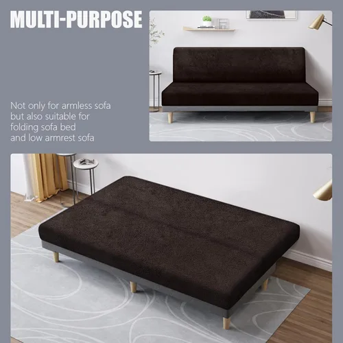 Vista 4 de molasofa - Funda elástica para futón de aspecto de cuero, cubierta para sofá sin brazos, protector de muebles con parte inferior elástica, funda