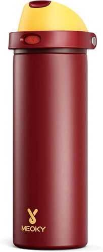 Vista 32 de Botella de agua de 24 onzas para el día de San Valentín: Botella de agua de acero inoxidable Meoky con popote y tapa de boquilla, a prueba de fugas