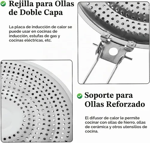 Vista 5 de Home-X Difusor de calor de acero inoxidable para estufa de gas y eléctrica, placa adaptadora de placa de inducción de distribución uniforme de calor