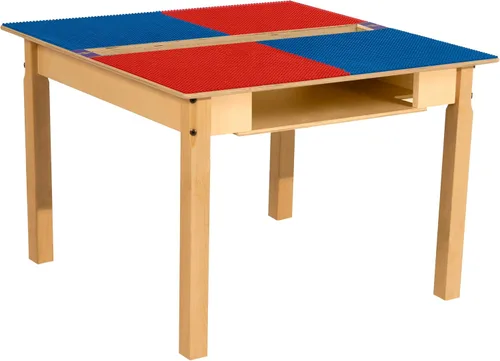 Vista 47 de Contender Time-2-Play - Mesa de madera contrachapada de abedul para niños, color azul y verde, compatible con Lego Montessori con estante para sala