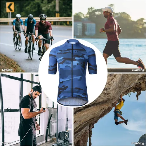Vista 6 de CATENA Maillot de ciclismo para hombre, transpirable, manga corta, ropa de bicicleta, secado rápido