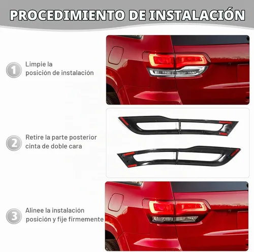 Vista 6 de Jimen Compatible con Jeep Grand Cherokee 2014-2020, 4 piezas de cubierta de luz trasera, accesorios exteriores (negro)