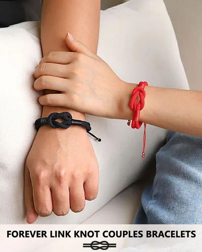 Vista 2 de Eryuor Pinky - Pulseras de nudo de promesa, regalos para parejas, Navidad, aniversario, día de San Valentín, regalos para hombres, mujeres, novio