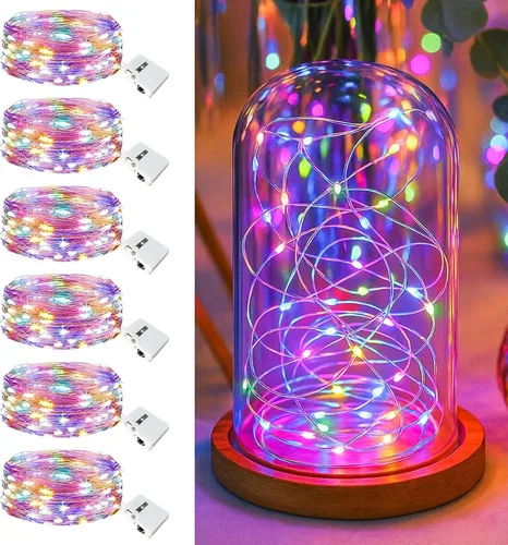 Vista 14 de Paquete de 12 luces de hadas que funcionan con pilas, 20 luces LED parpadeantes de 7 pies, 3 modos, mini luces a granel impermeables para tarros