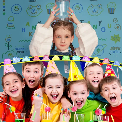 Vista 6 de 100 anillos de gemas para niños, juguetes a granel, anillos de diamantes para fiestas para niños y niñas, accesorios de vestir coloridos