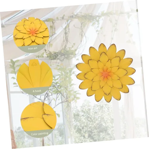 Vista 3 de Abaodam Decoración de pared de flores de hierro, 1 unidad, colgante de flores de simulación, arte de pared para interiores, artesanía fina