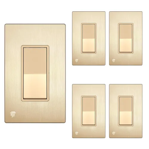 Vista 26 de ENERLITES - Interruptor de palanca decorativo de encendido/apagado con placas de pared, unipolar, 3 cables, tornillo de conexión a tierra, grado