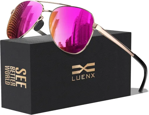 Vista 15 de Luenx Aviator Sunglasses Men Polarized Women Classic UV400 Driving Negro