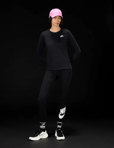 Vista 6 de Nike Sportswear Club - Camiseta de manga larga para mujer Negro/Blanco