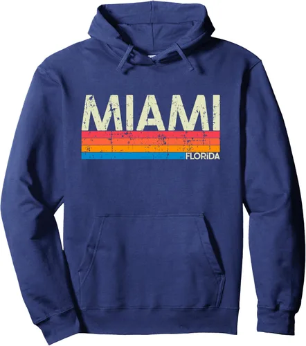 Vista 5 de Sudadera con capucha vintage estilo retro de Miami Florida, Negro, S