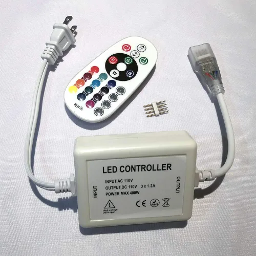 Vista 2 de Cinta de luz de neón RGB de 24 teclas, lámpara de luz nocturna flexible LED de neón (33 pies)