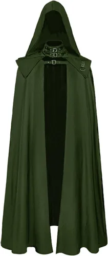 Vista 2 de Capa gótica steampunk para hombre con capucha, sin mangas, abrigo de Halloween, abrigo de mago diablo, vintage, medieval, oscuro, uniforme de moda