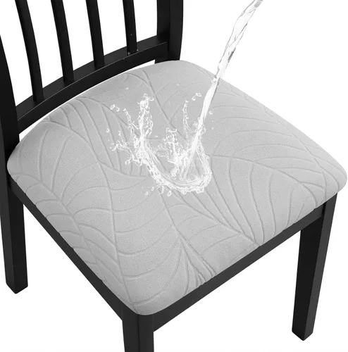 Vista 8 de Fuloon Fundas de asiento para sillas de comedor 4 piezas, funda de cojín de asiento de cuero sintético sólido impermeable y resistente al aceite