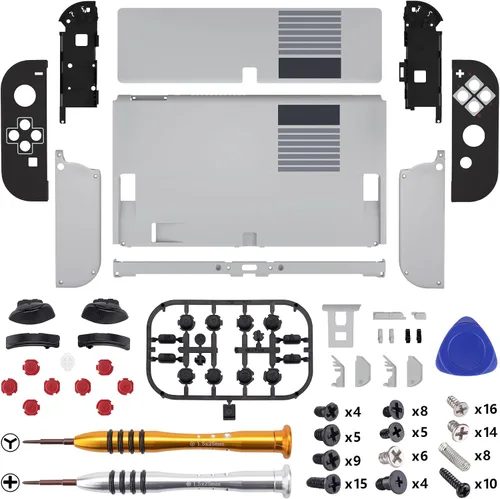Vista 3 de eXtremeRate DIY Full Set Shell Buttons for Nintendo Switch OLED, Soft Touch Replacement Console Back Plate & Kickstand, Custom Housing for Nintendo