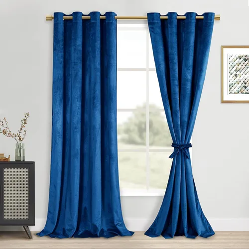 Vista 68 de DWCN - Juego de 2 paneles de cortina de terciopelo con ojales negros, tratamiento de ventanas con aislamiento térmico, apilables, decoración moderna