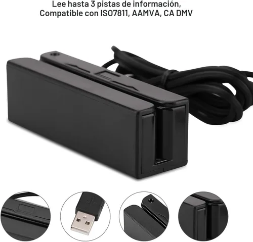 Vista 2 de MSR90 USB lector de tarjeta de crédito magnética 3 pistas Lector de mini tarjeta inteligente MSR605 MSR606 Deftun