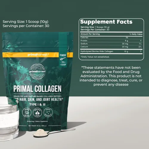 Vista 2 de Primal Harvest Suplementos de colágeno en polvo y visión para mujeres y hombres Complejo de apoyo ocular y visión con luteína, paquete de zeaxantina