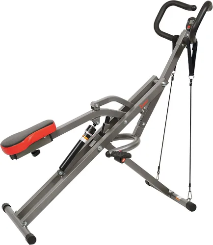 Vista 5 de Sunny Health & Fitness Row-N-Ride PRO, máquina de sentadillas completa para todo el cuerpo con banda de resistencia opcional, fácil de instalar