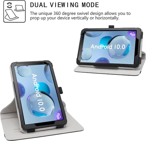 Vista 3 de LiuShan Funda de poliuretano con rotación 360 para DIALN X8 Ultra/Vortex Tab 8 4G/Foxx T8 Plus/Sky Devices Elite T8/Elite Octa/MAXWEST Nitro 8/Astro