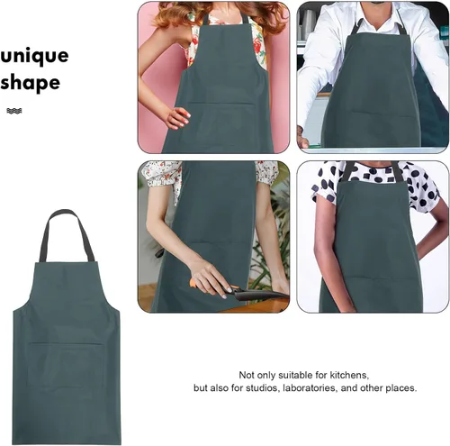 Vista 9 de BESPORTBLE Waterproof Kitchen Apron Men and Women Pvc Oil-resistant Cooking Apron Dark Green Utensil Washing Home and Professional Use