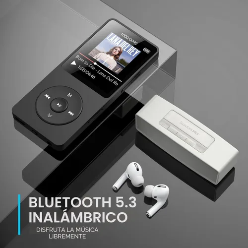Vista 2 de AGPTEK Reproductor MP3 A02 con Bluetooth 5.3, pantalla de 1.8 pulgadas, reproductor de música portátil con altavoz, radio FM, grabadora de voz Negro