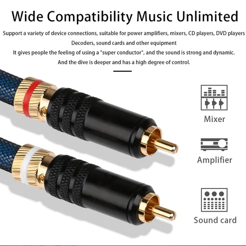 Vista 5 de Audiocrast - Cable RCA A10 de 3.3 pies, doble RCA macho interconexión estéreo para reproductores de CD, amplificadores, receptores AV, sistemas