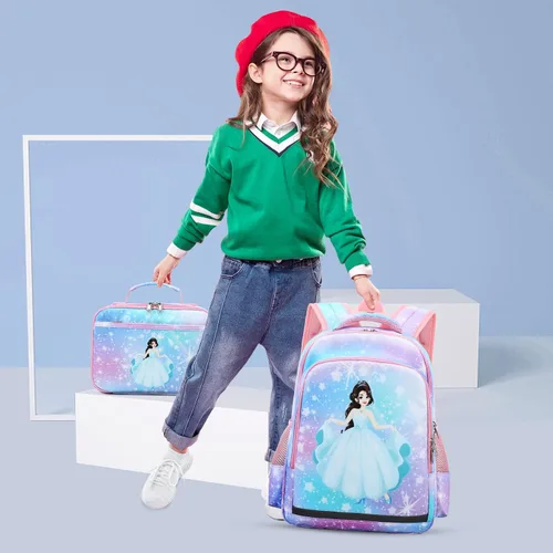 Vista 7 de YCBB Juego de mochilas escolares para niñas, Galaxy Princess, Mochilas de viaje