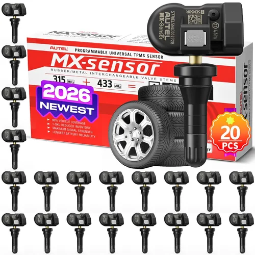 Vista 10 de Autel TPMS - Juego de 4 sensores MX-Sensor 2 en 1, 315 MHz+433 MHz, vástago de goma universal programado por TS408 TS508 WF TS601 TS608 MK808TS