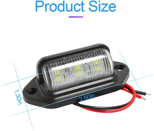 Vista 2 de 2 piezas de luz LED para matrícula, lámpara de matrícula impermeable de 12V/24V con 6-SMD, luz trasera para la mayoría de los coches, camiones
