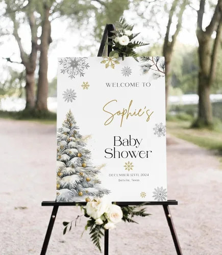 Vista 22 de Letrero de bienvenida personalizado para baby shower, Baby It's Cold Shower #8Tr