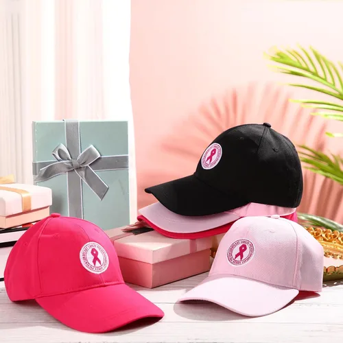 Vista 7 de 24 sombreros de concientización sobre el cáncer de mama, gorras de béisbol de cinta rosa a granel, gorra de béisbol ajustable, sombrero de algodón