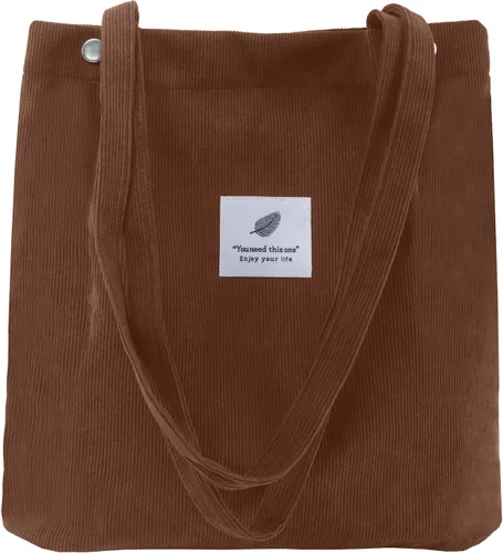 Vista 21 de Bolsa Tote de Pana para Mujeres Pequeña Bolsa de Lona para Hombro Bolsa de Mano de Pana con Bolsillo Interior 02 Verde Ejército