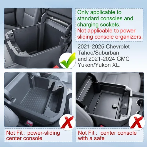 Vista 8 de EDBETOS Bandeja organizadora de consola central de tamaño completo compatible con Chevy Tahoe/Suburban 2021-2025 y GMC Yukon 2021-2024, compatible