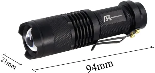 Vista 8 de paquete de 3 mini linternas led tácticas de mano de 3 modos, de 7 W y de 350 lm, con foco ajustable y con zoom.