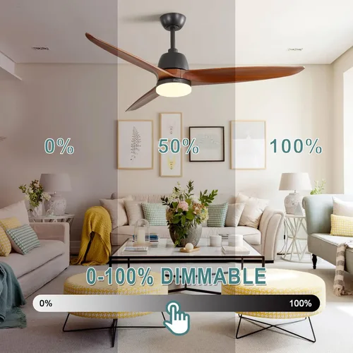 Vista 2 de Sofucor - Ventilador de techo de madera con luces y control remoto, de 56 pulgadas, con luz LED regulable, 3 aspas reversibles de madera maciza