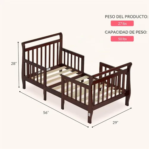 Vista 4 de Cama Infantil Dream On Me modelo Emma, convertible 3 en 1 , Espresso