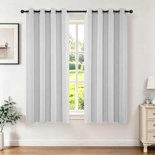 Vista 43 de Joydeco - Juego de 2 paneles de cortinas opacas de 63 pulgadas, 2 cortinas largas con aislamiento térmico burg, cortinas de oscurecimiento